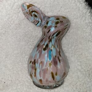 Handblown Art Glass Bunny Rabbit Multi Color Gold Flecks